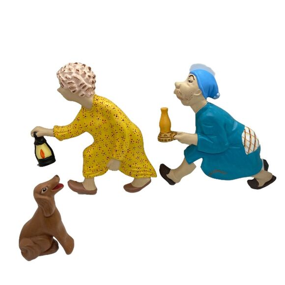 Granny Grandpa Dog in Night Searching Kitsch Wall Hanging Retro Decor Arnels - Picture 1 of 16